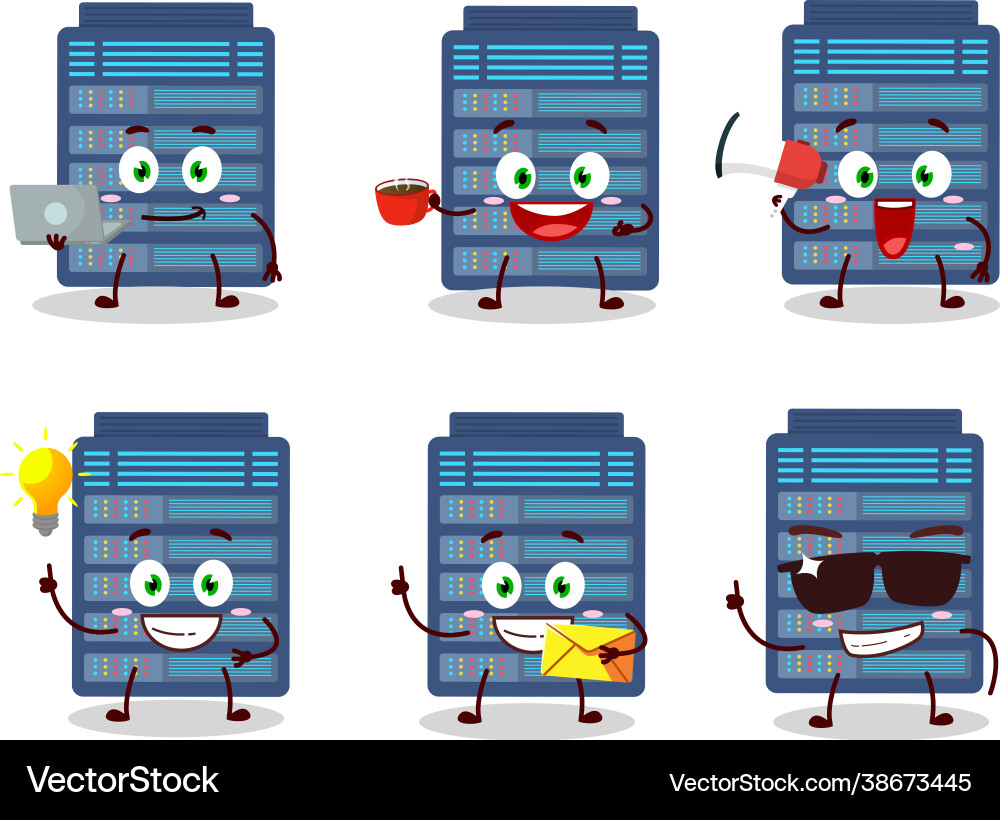 Server cloud cartoon character with various types vector image