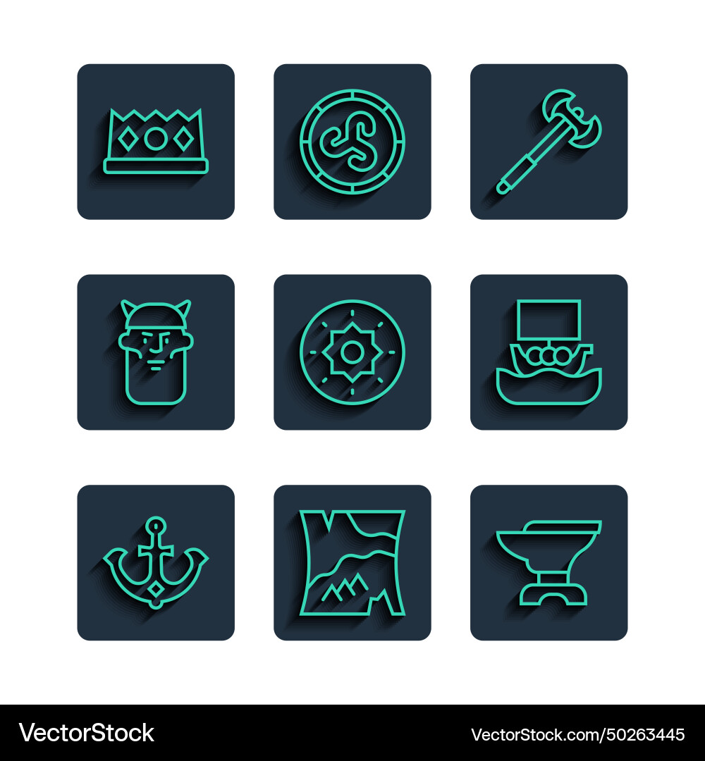 Set line anchor folded map anvil Vector Image