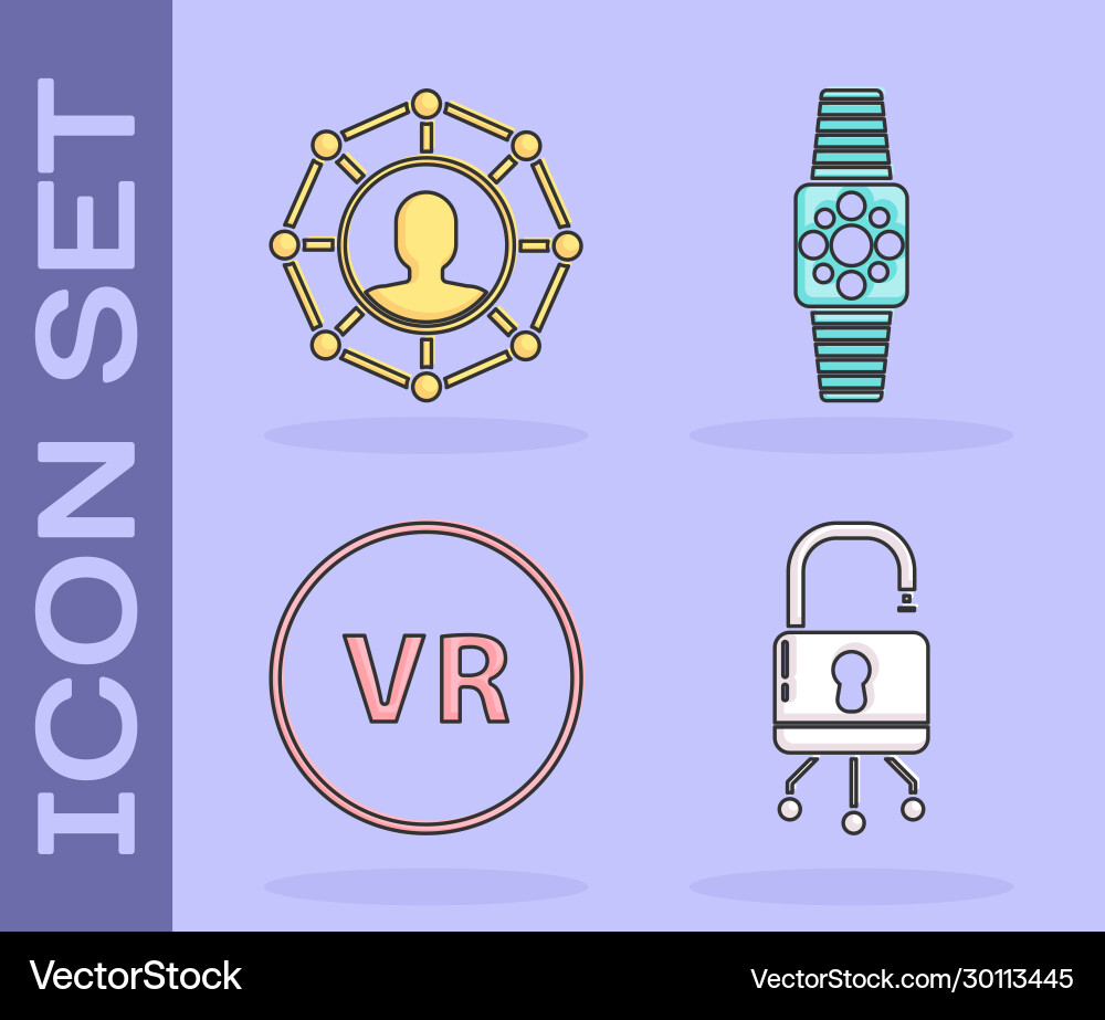 Set lock on digital circuit board project team Vector Image