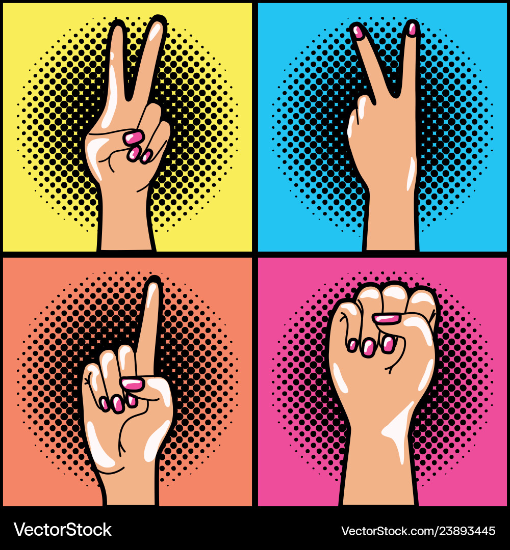 Set of hands expressing pop art style Vector Image