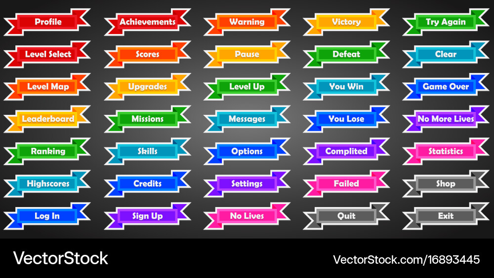 Set of text game banners in flat style Vector Image