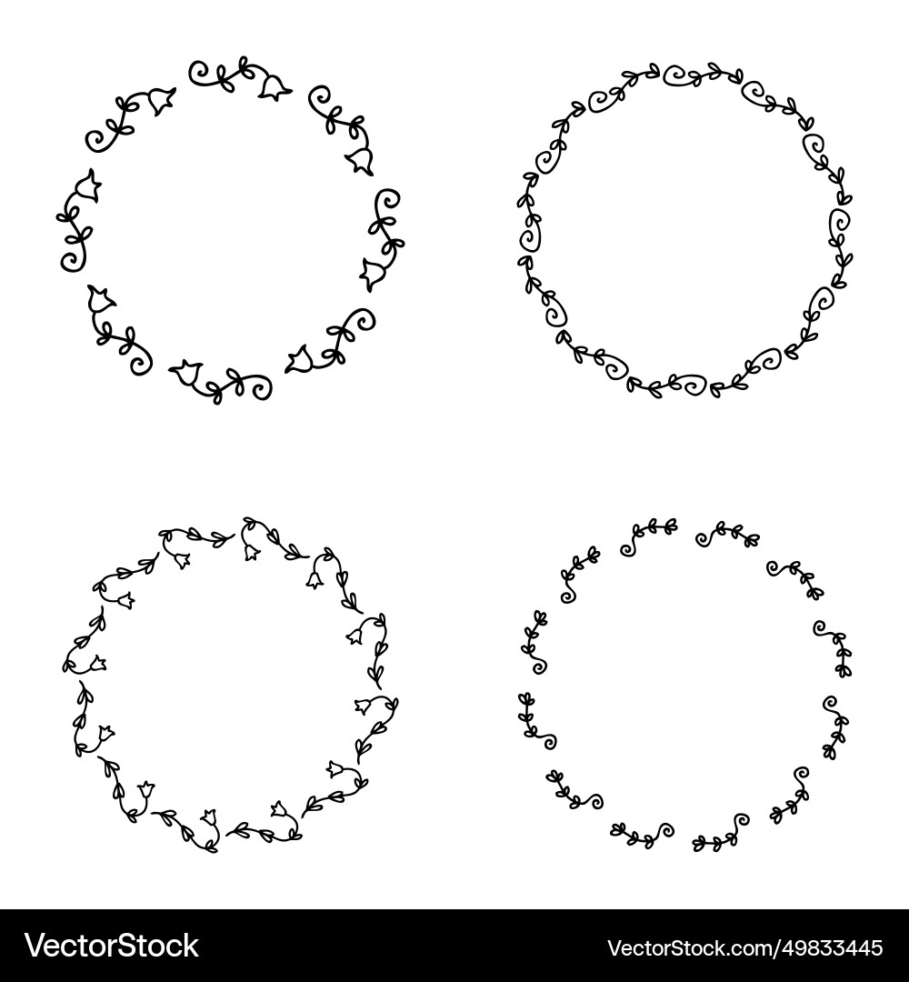 Simple circular empty frames collection with hand Vector Image