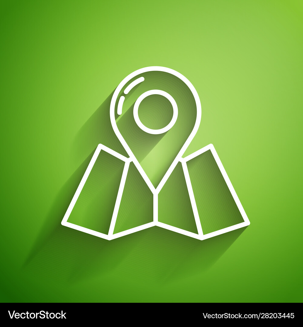 White line folded map with location marker icon White line folded map with location marker icon vector image