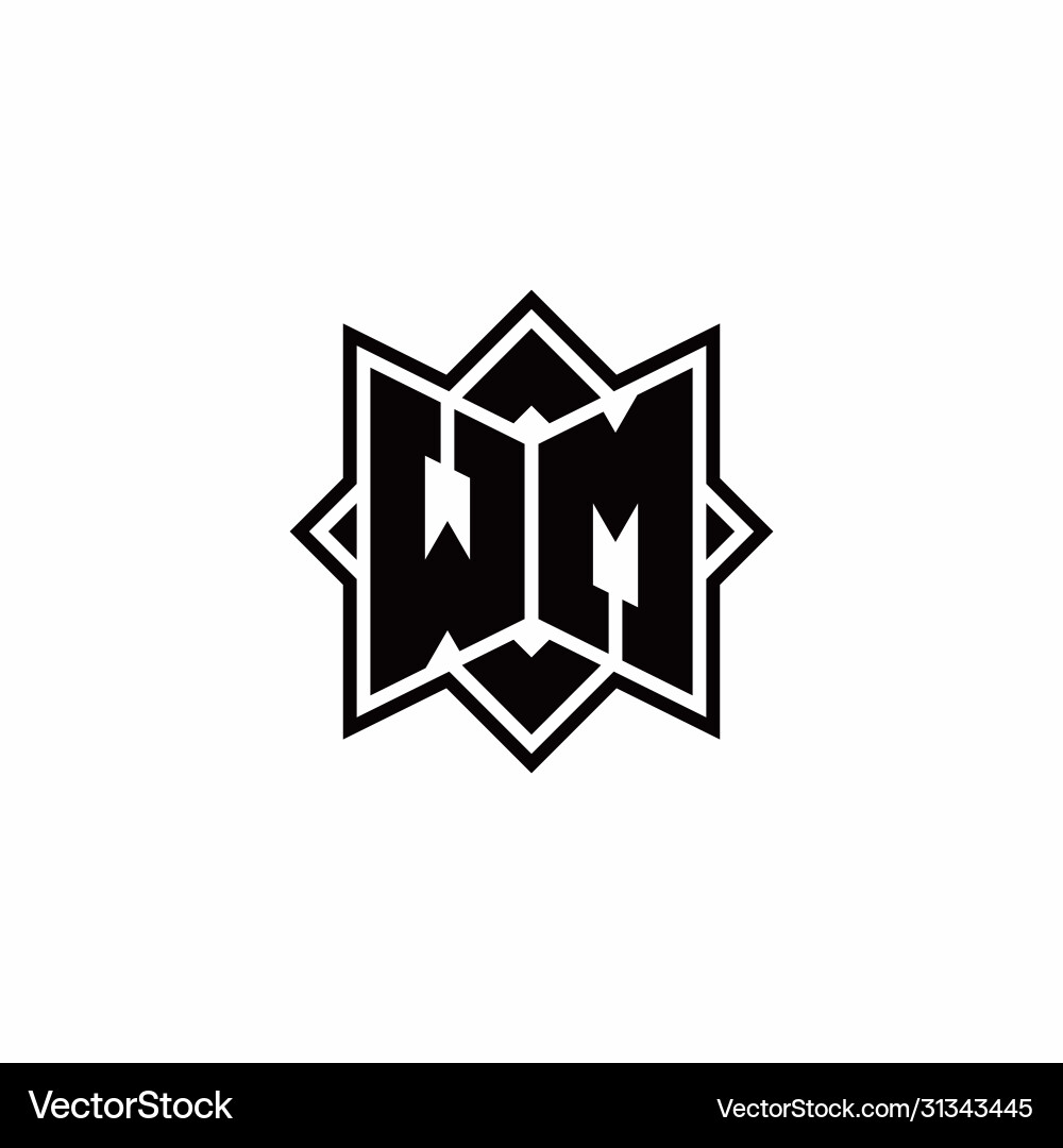 Wm monogram logo with square rotate style outline Vector Image