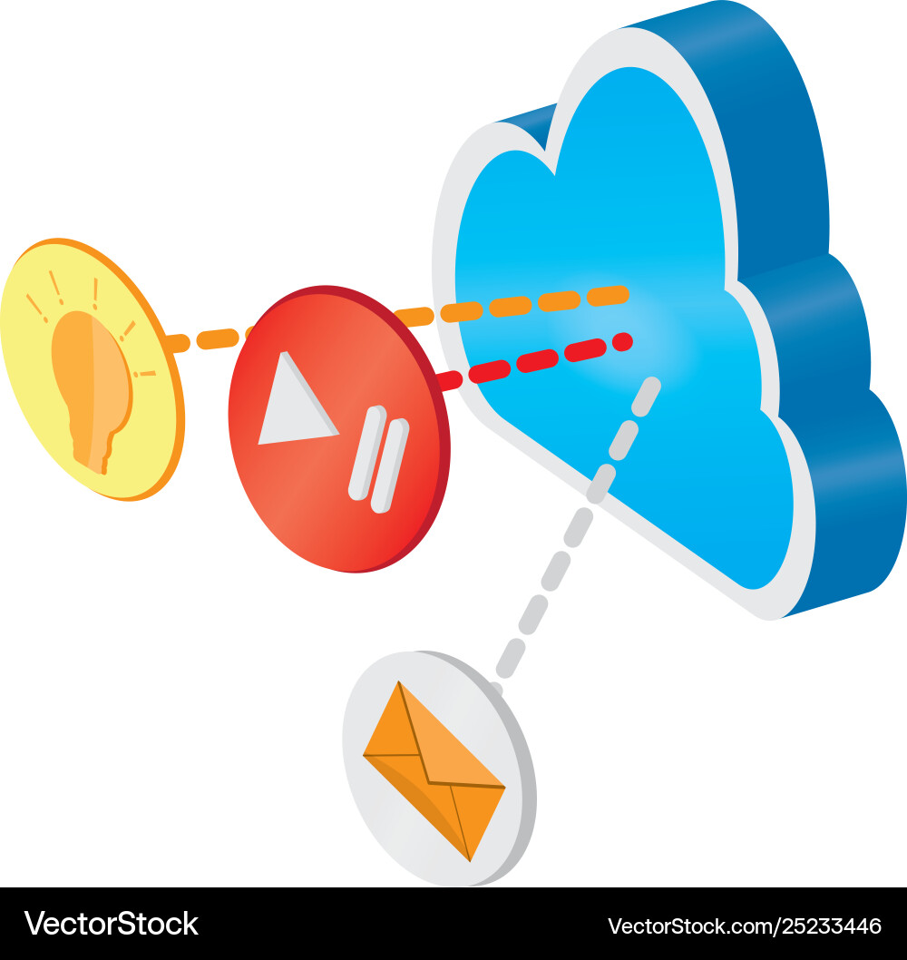 3d cloud computing icon with different buttons 3d cloud computing icon with different buttons vector image