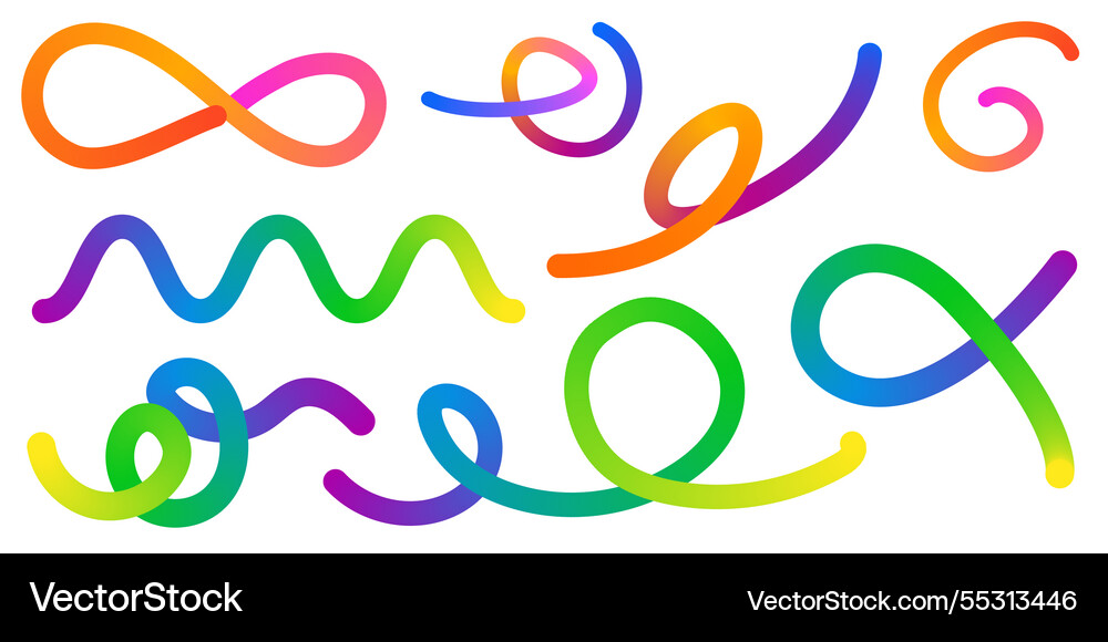 Abstract color rainbow gradient shapes set Abstract color rainbow gradient shapes set vector image