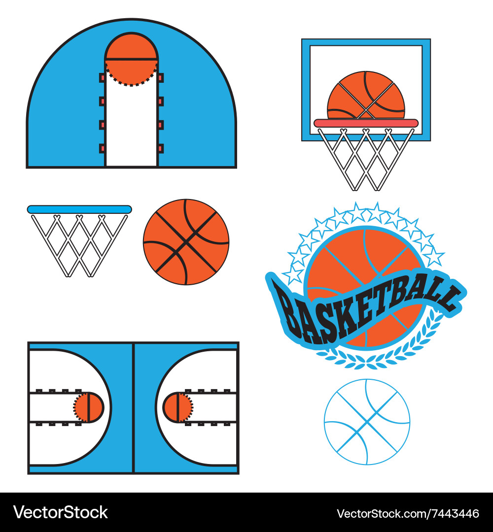 Basketball game objects icons Vector Image