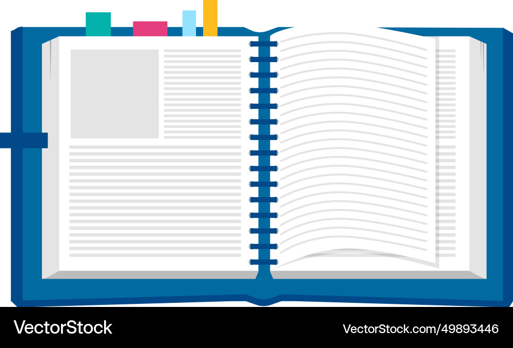 Blue open spiral notebook with lined and blank Blue open spiral notebook with lined and blank vector image