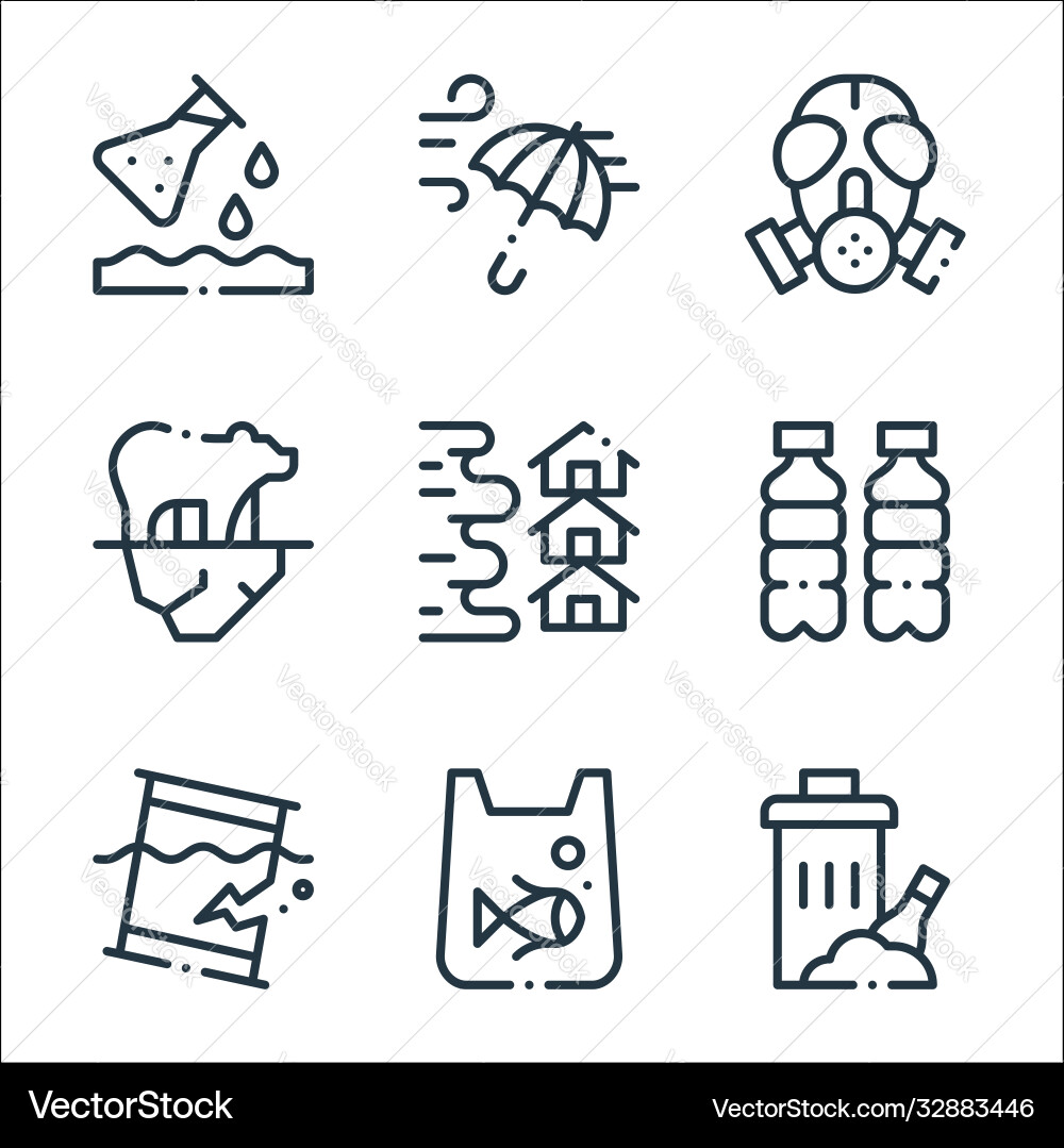 Climate change line icons linear set quality Climate change line icons linear set quality vector image