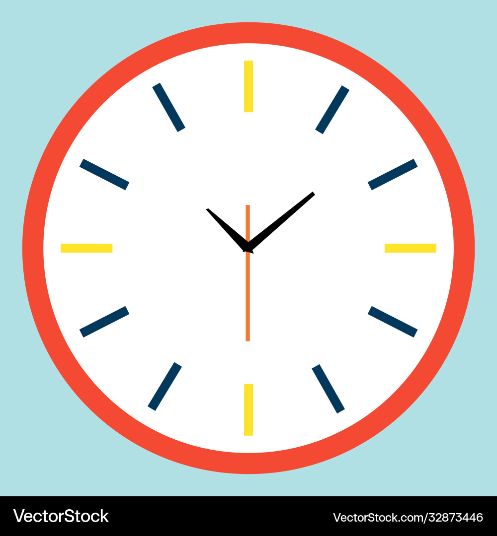 Clock icon in flat style timer on color vector image