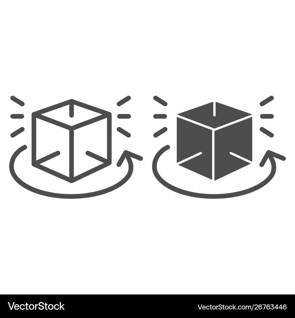 Cube rotation line and glyph icon 360 Cube rotation line and glyph icon 360 vector image