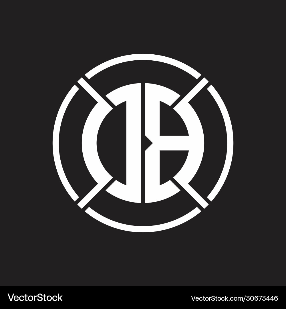 Db logo monogram with four part circle slash Db logo monogram with four part circle slash Vector Image