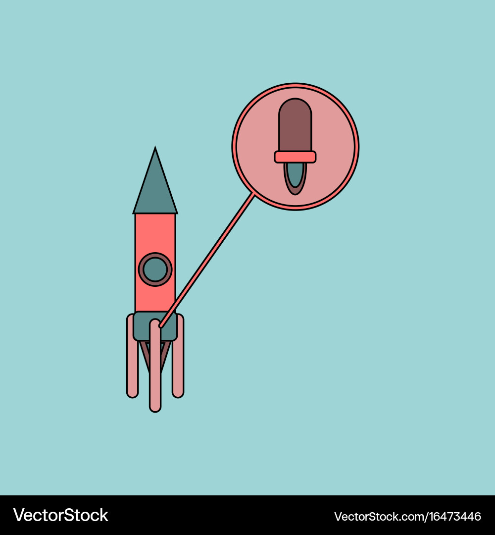 Flat icon design collection rocket and engine Vector Image