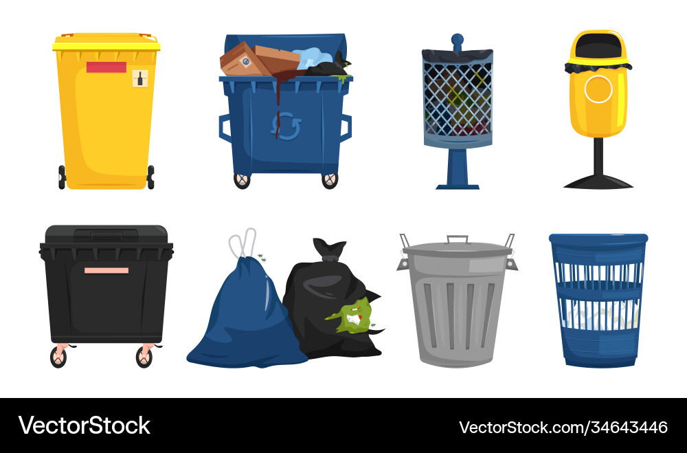 Garbage bins collection Garbage bins collection vector image