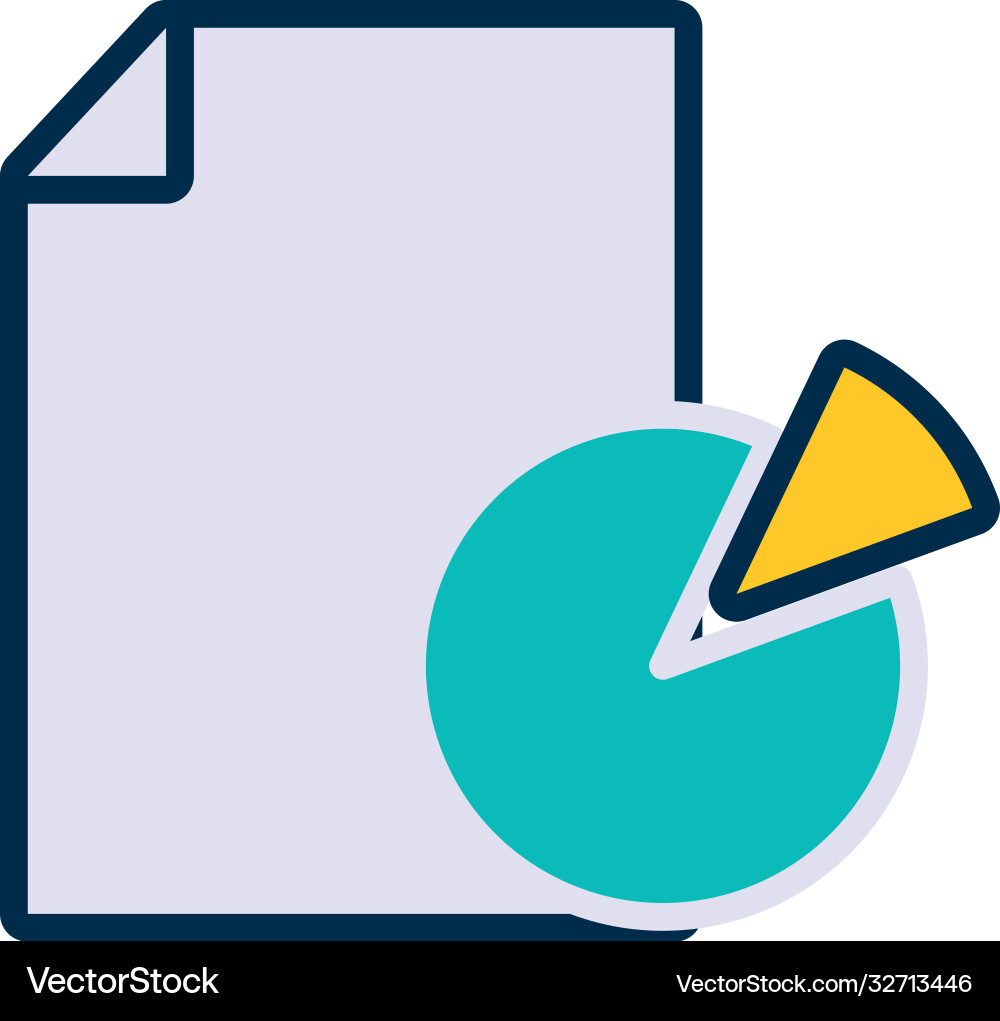 Graphic pie chart and document icon line fill Vector Image