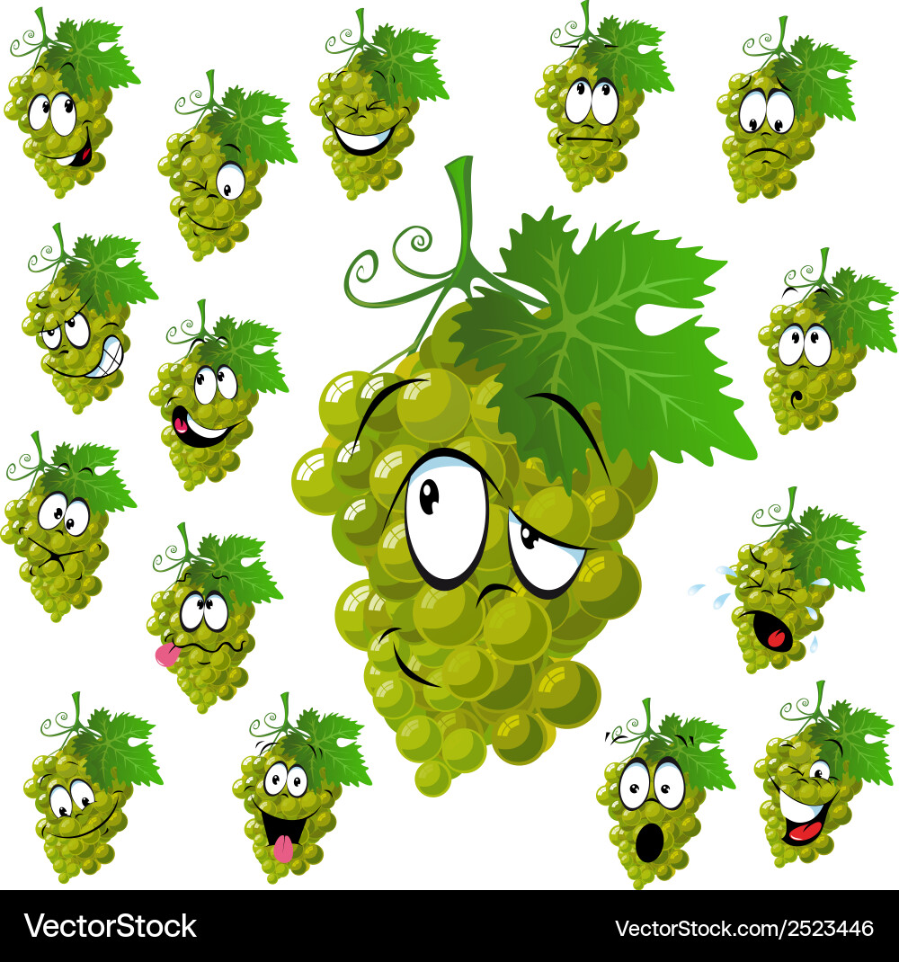 Happy Grape Characters Vector Image