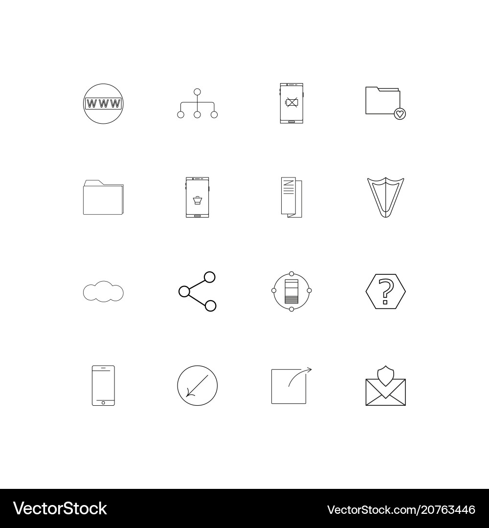 Network and database linear thin icons set vector image