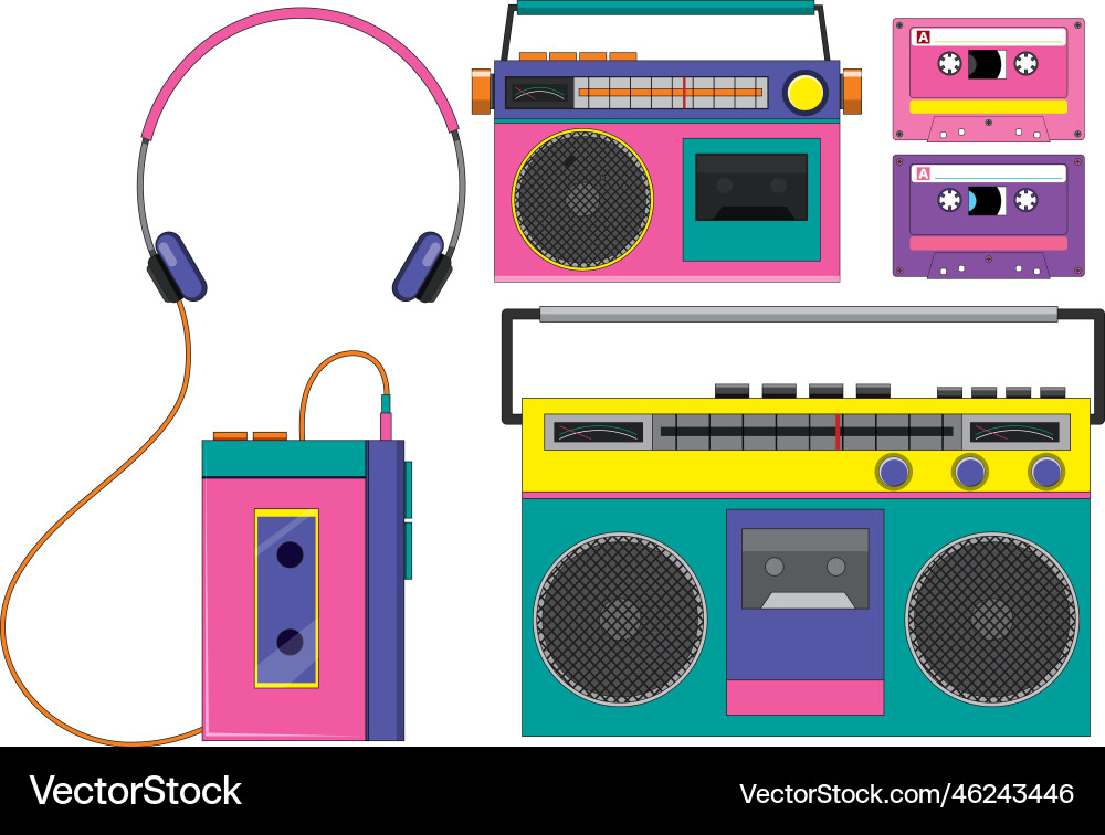 Retro objects and electronic devices Vector Image