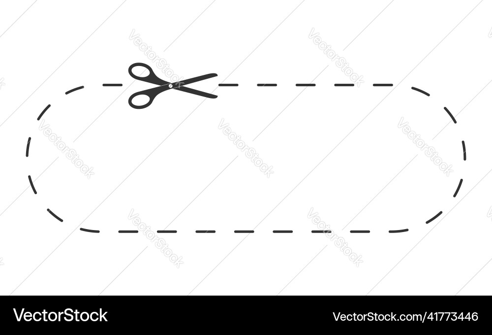 Scissors icon cutting rectangle shape with dotted vector image
