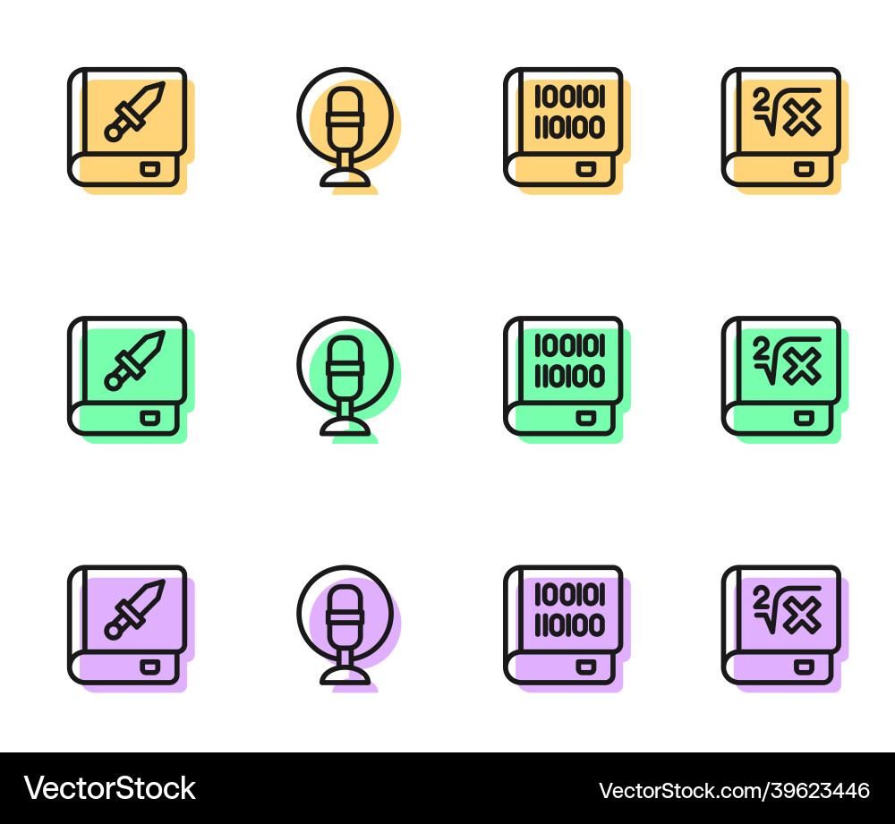 Set line books about programming weapon Set line books about programming weapon vector image