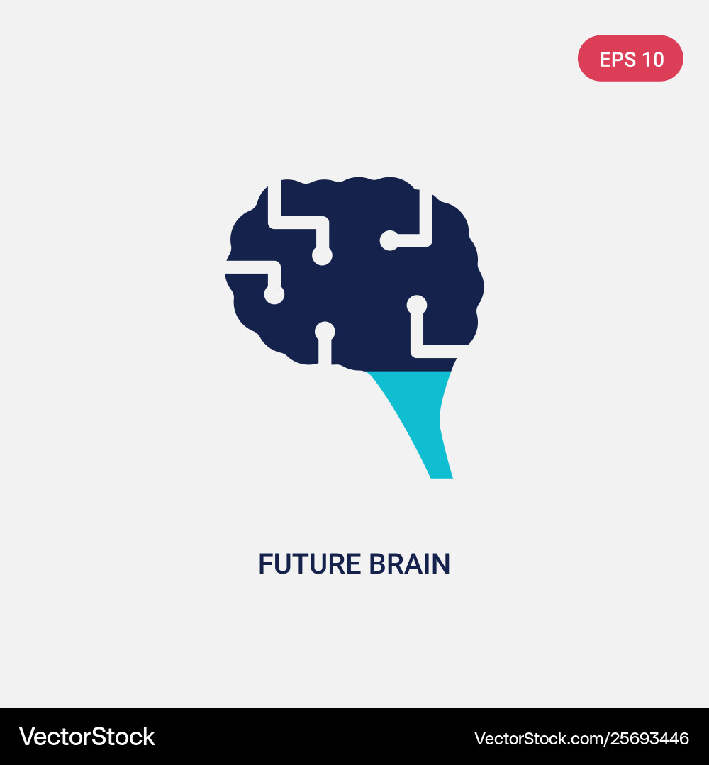 Two color future brain icon from artificial vector image