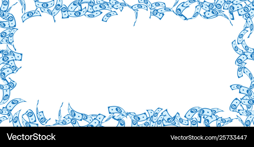 Bitcoin internet currency notes falling floating Vector Image