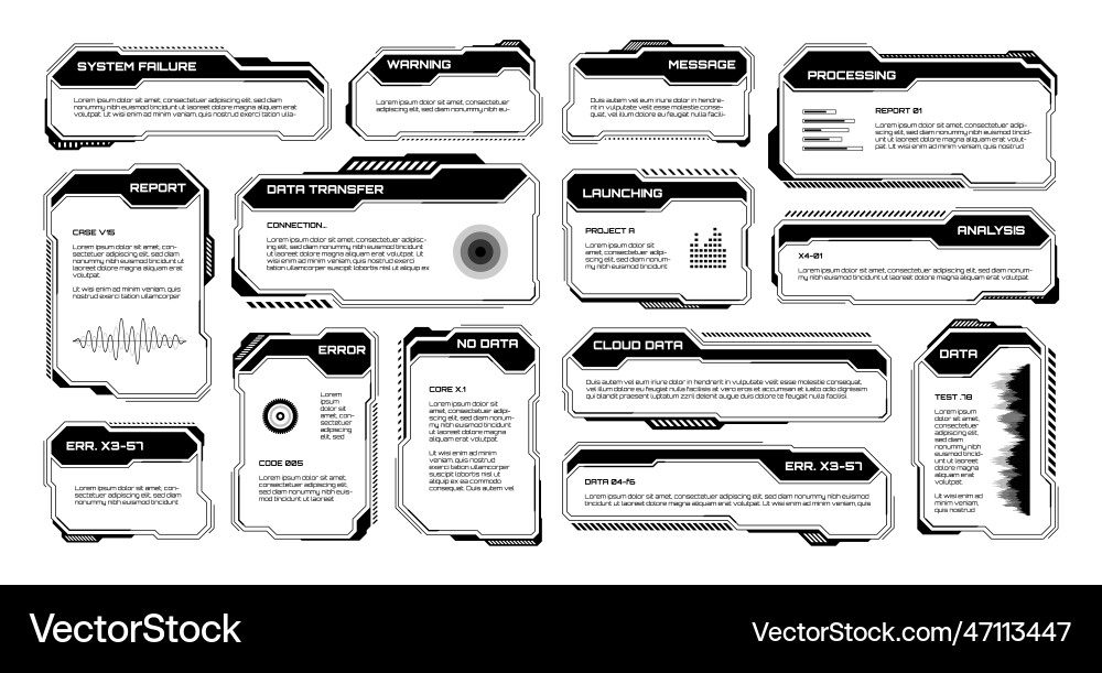 Black futuristic hud ui elements sci-fi user Black futuristic hud ui elements sci-fi user vector image
