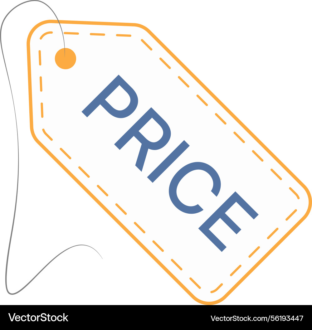 Clean rounded price tag dashed line with string Vector Image