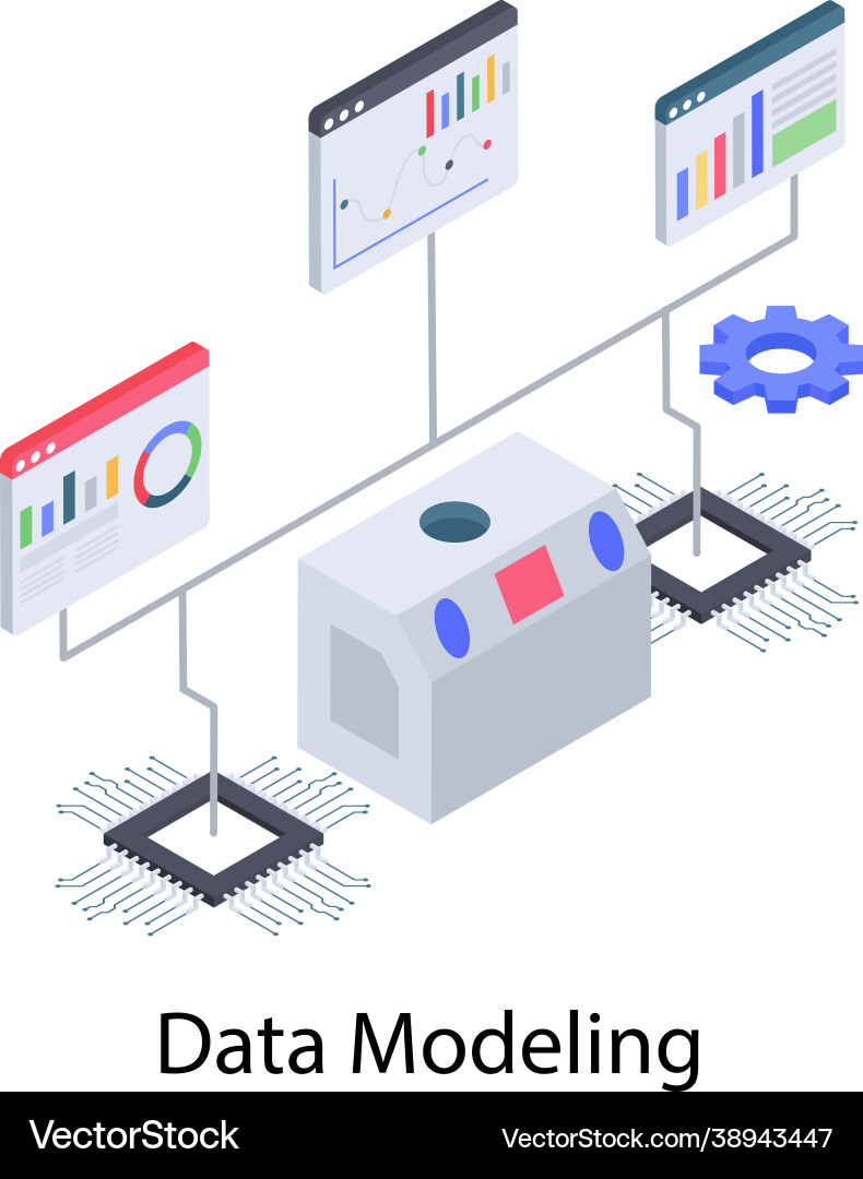 Data Modeling Isometric Chart vector image
