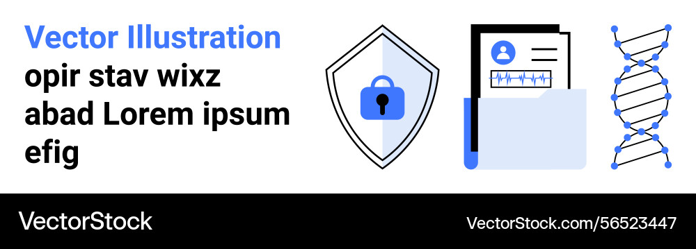Data security concepts with shield secure file vector image