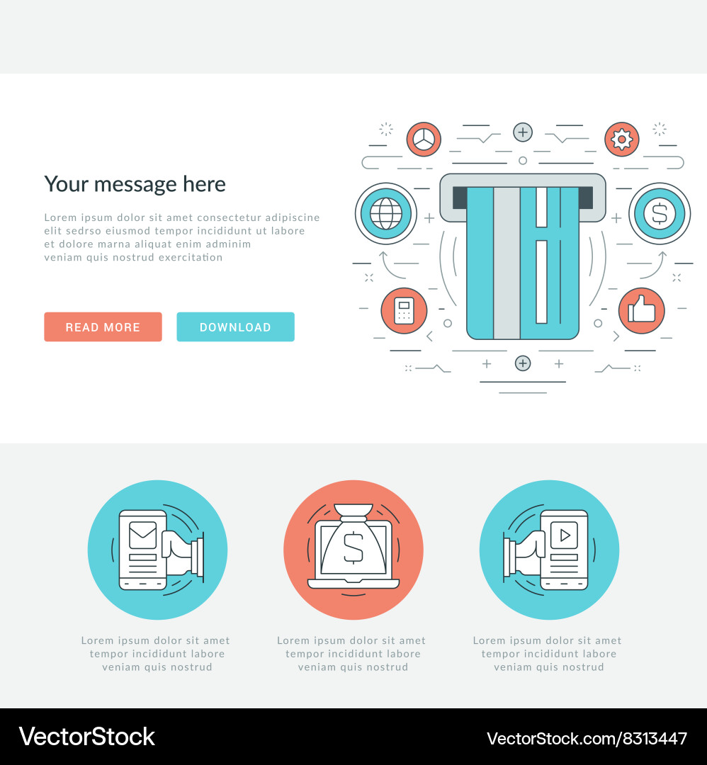 Flat line business concept web site header vector image