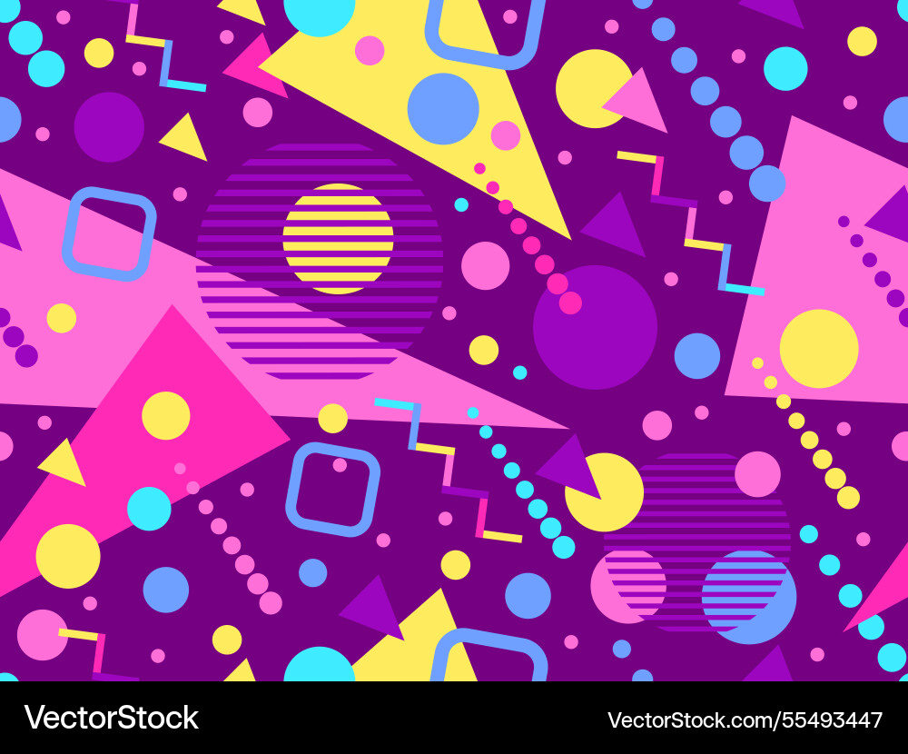 Geometric seamless pattern with memphis elements vector image