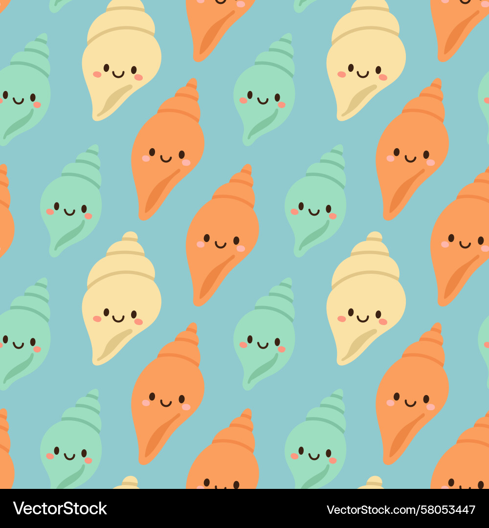 Mint Orange Shell Pattern Vector Image