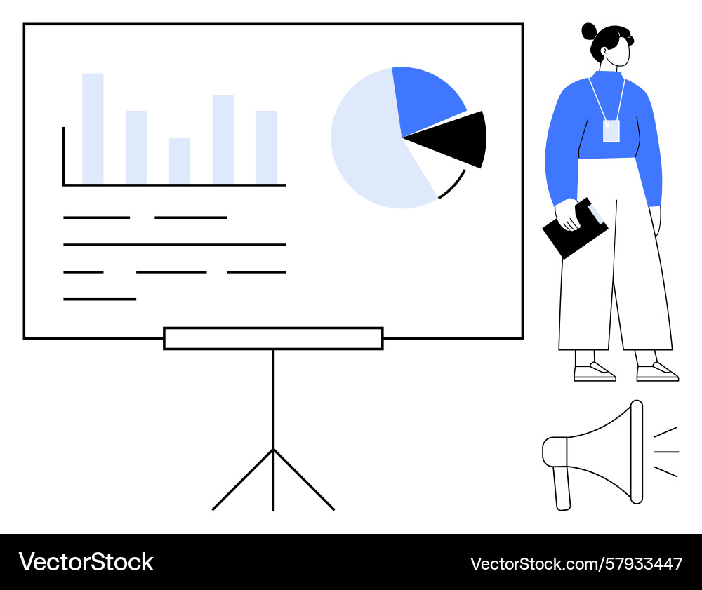Professional presenting analytics using charts Vector Image