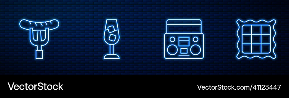 Set line home stereo with two speakers sausage Set line home stereo with two speakers sausage vector image