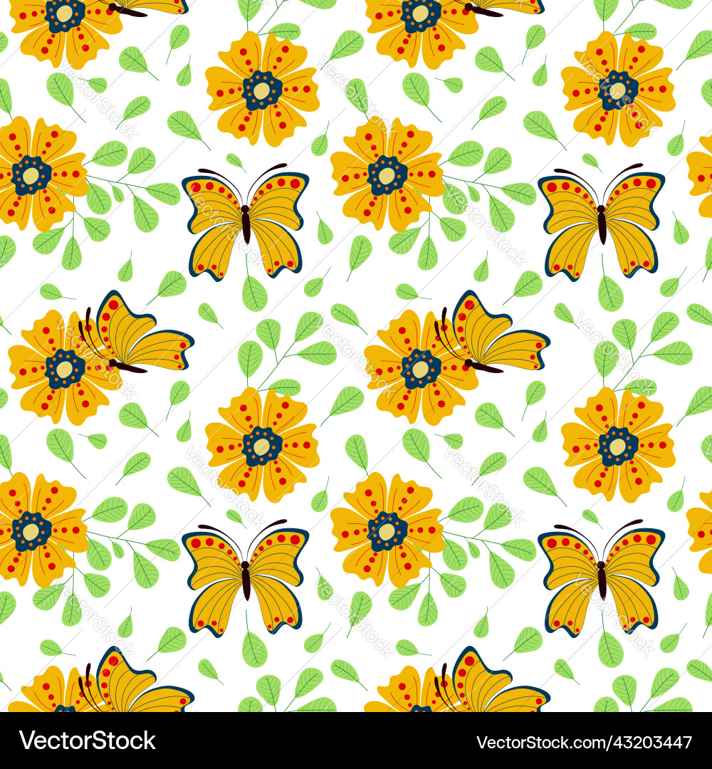 Set of seamless patterns with butterflies Vector Image