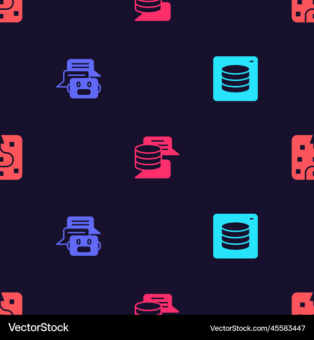 Set server data chat bot and neural network vector image