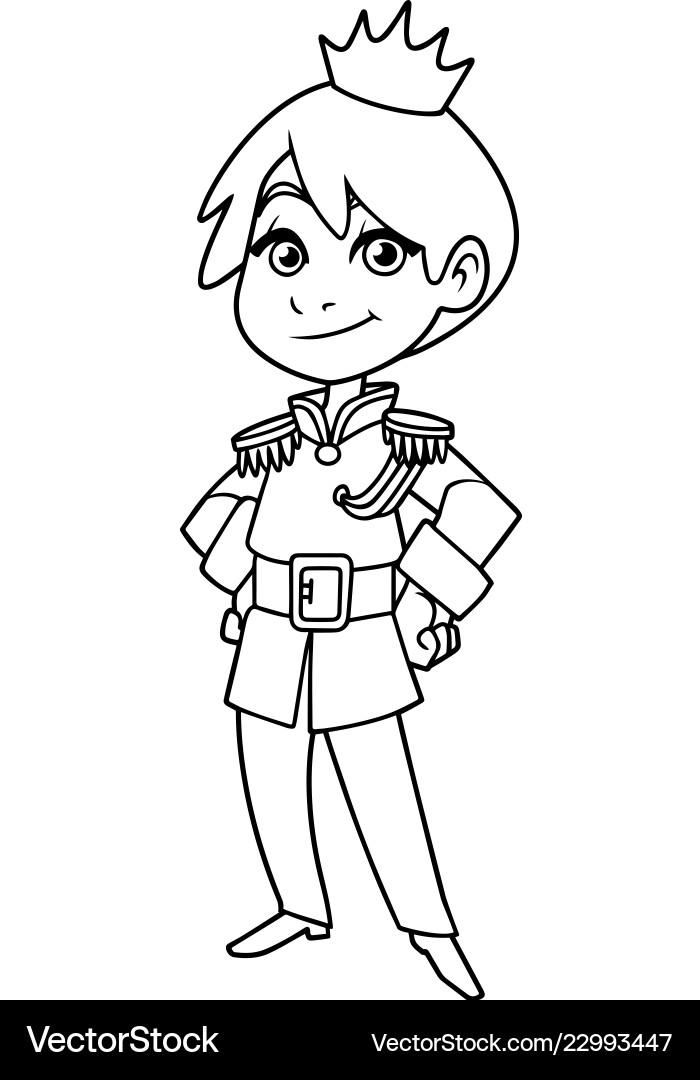 Smiling Little Prince Line Art Royalty Free Vector Image