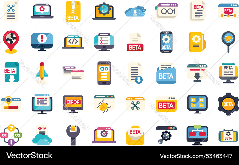 Software-Tests und Debugging-Symbole die Fehler anzeigen Software-Tests und Debugging-Symbole die Fehler anzeigen vektorbild