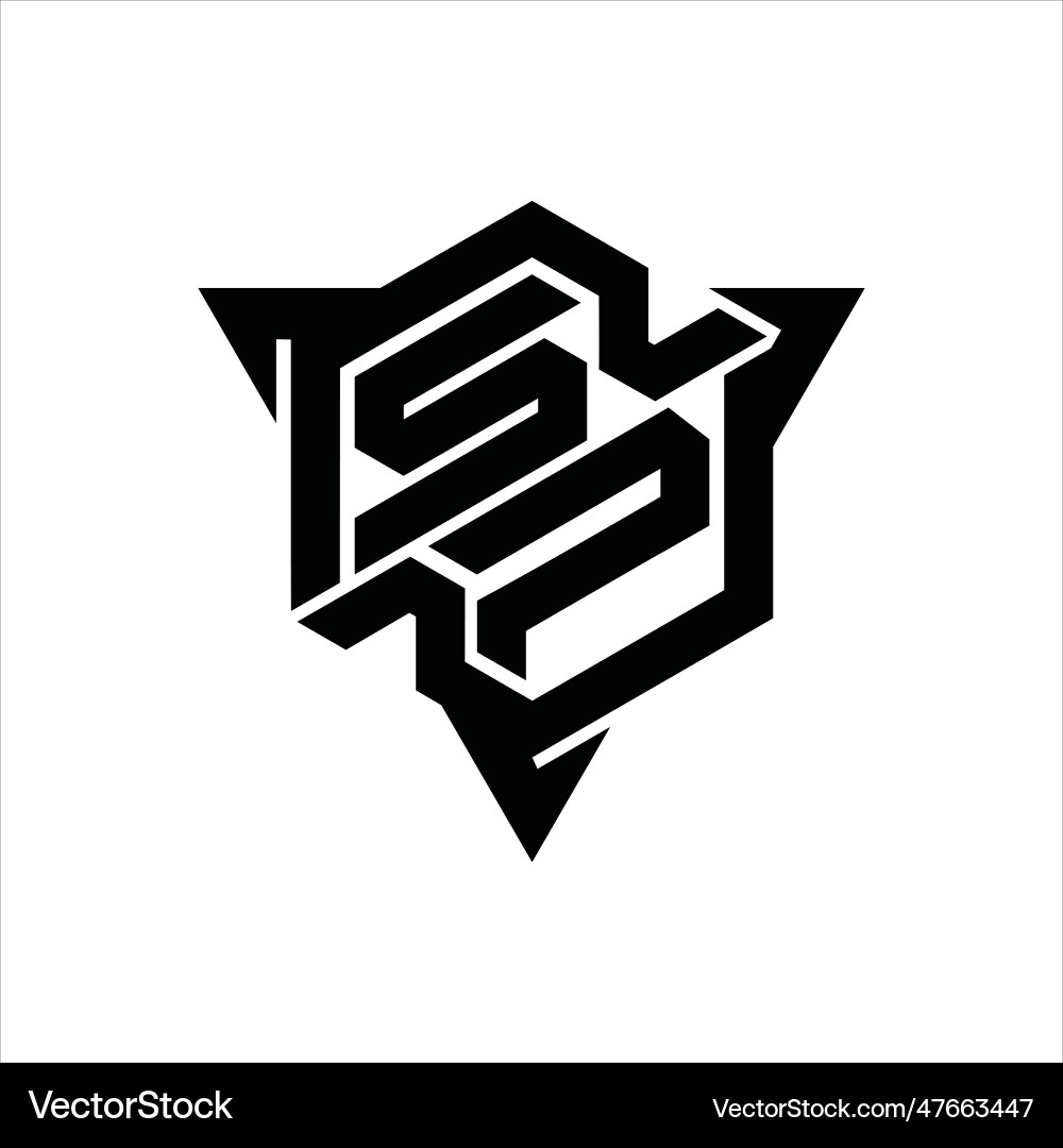 Sp logo monogram hexagon shape with triangle Vector Image