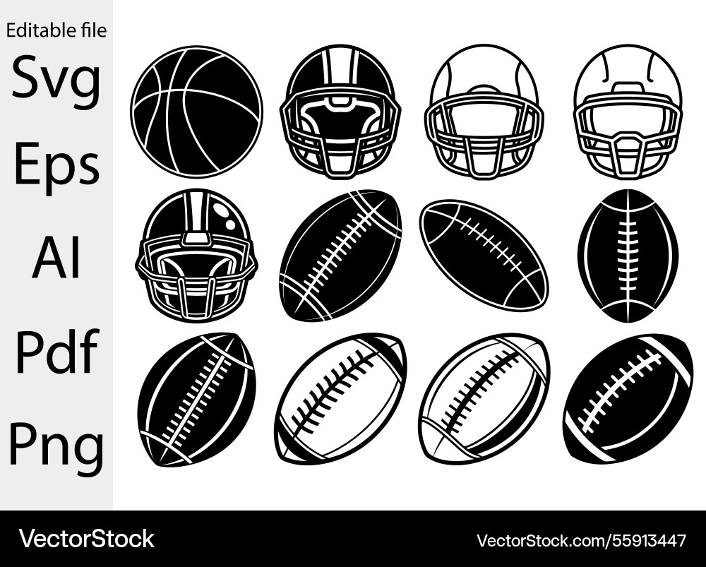 Sport equipment icons basketball football helmets Sport equipment icons basketball football helmets Vector Image