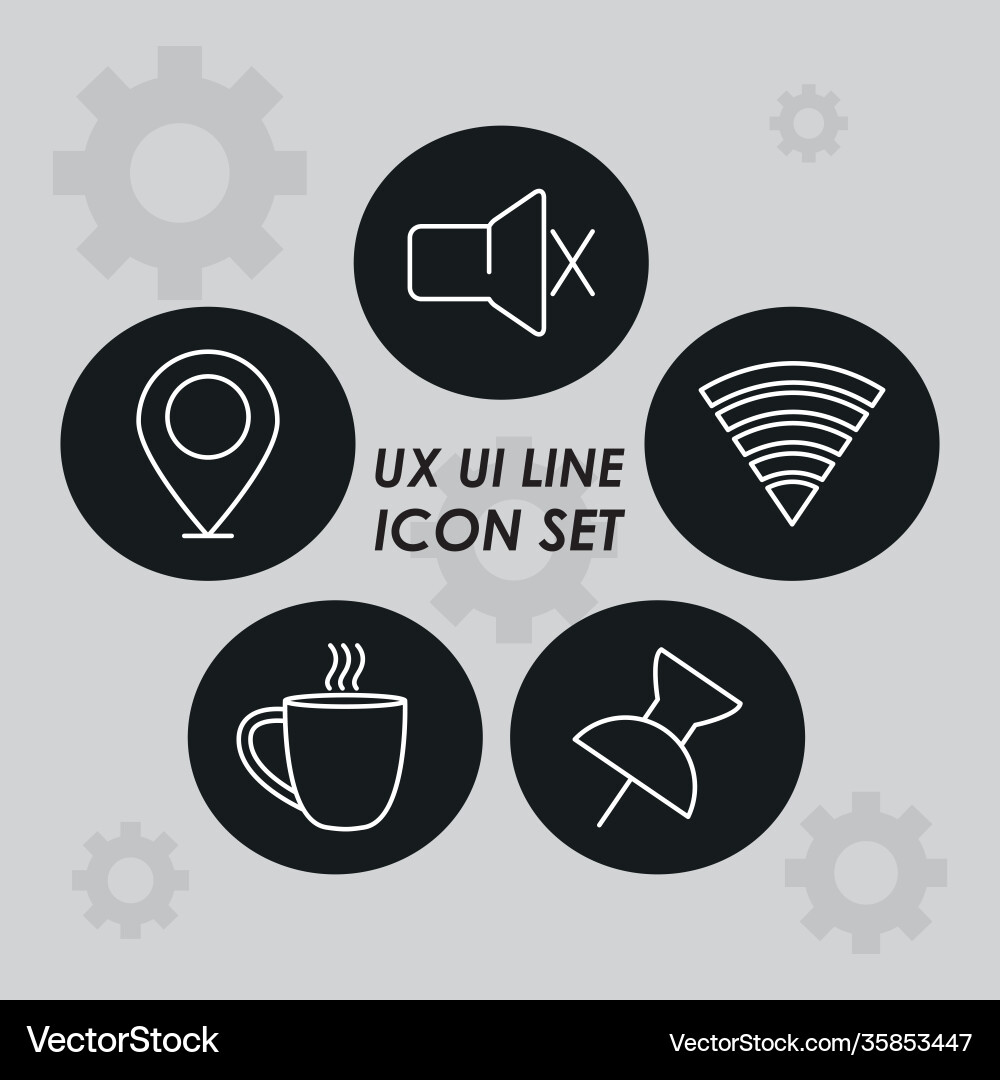 Ux ui line icons set style vector image