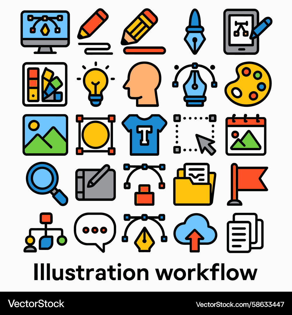 Workflow Icon Set Vector Image