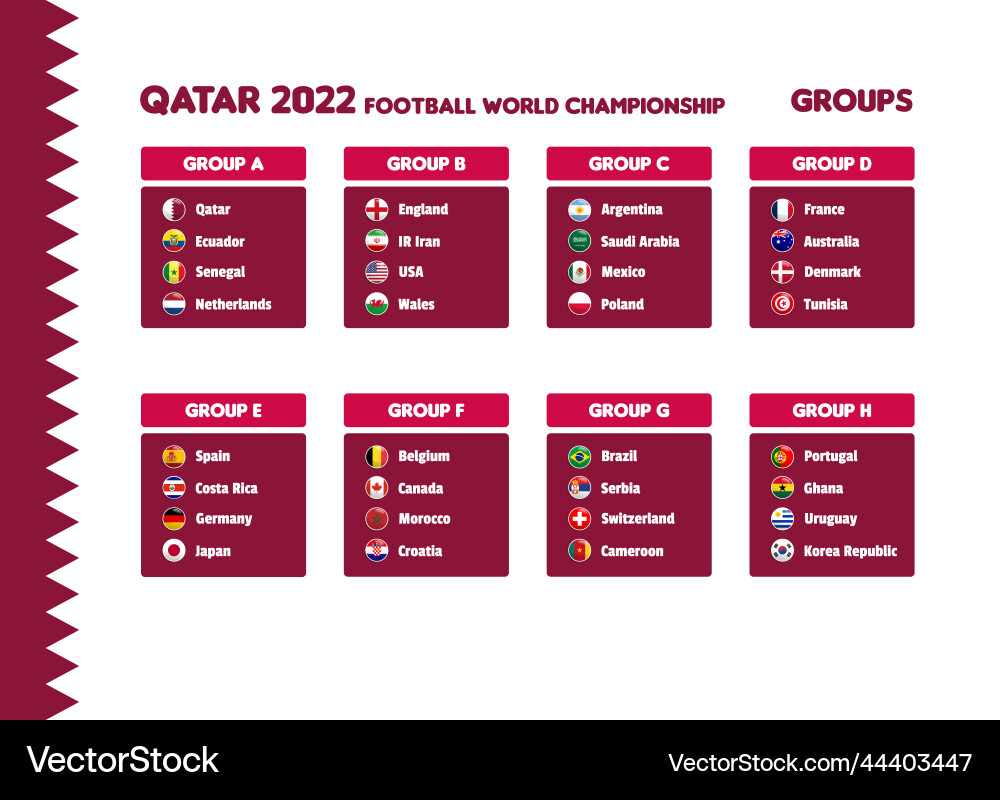 World football championship list Royalty Free Vector Image