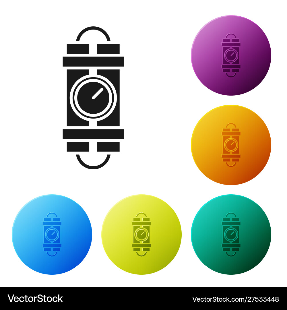 Black detonate dynamite bomb stick and timer clock Black detonate dynamite bomb stick and timer clock Vector Image