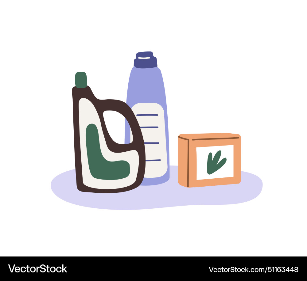 Bottles laundry gel flavor fabric softener box Vector Image