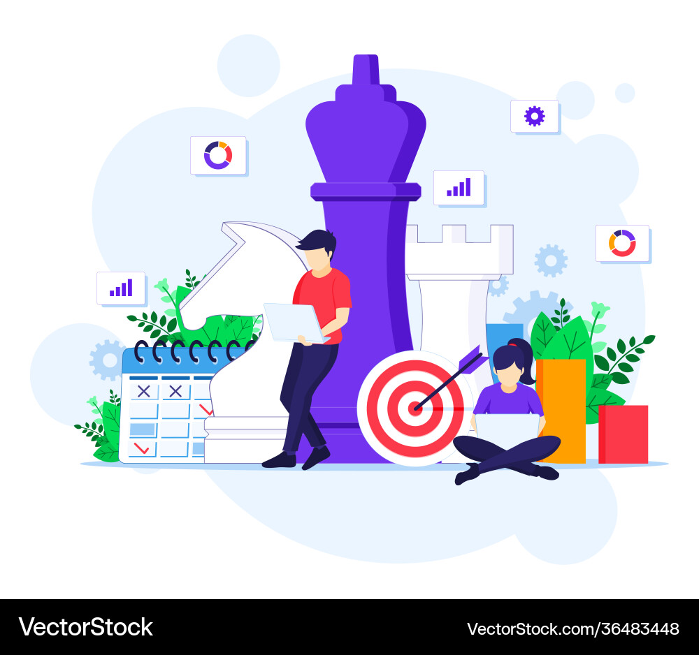 Business strategy concept people are planning Business strategy concept people are planning vector image