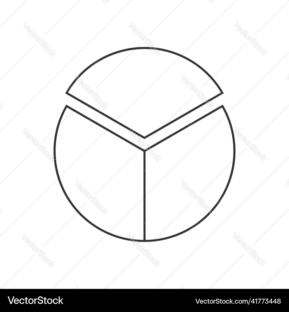 Circle segmented into 3 equal parts outline pie Circle segmented into 3 equal parts outline pie vector image