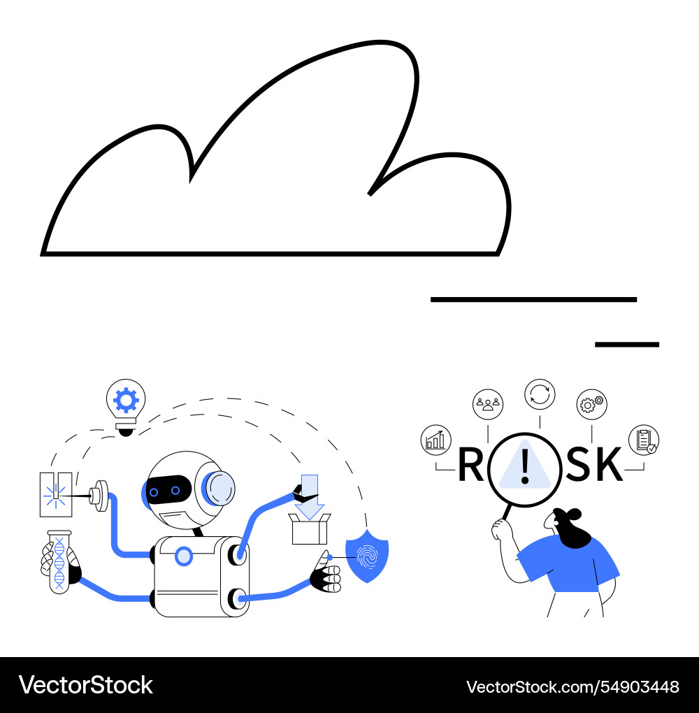 Cloud computing ai robot automation and risk Cloud computing ai robot automation and risk vector image