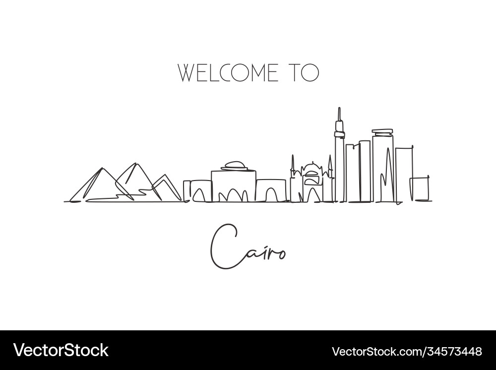 Continuous Line Cairo Skyline vector image